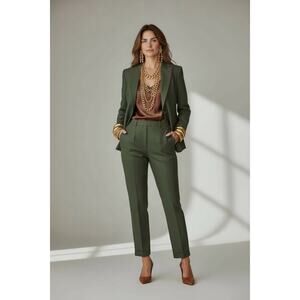 Womens Vintage Liz Claiborne 2pc Rayon Suit Size 4 Green